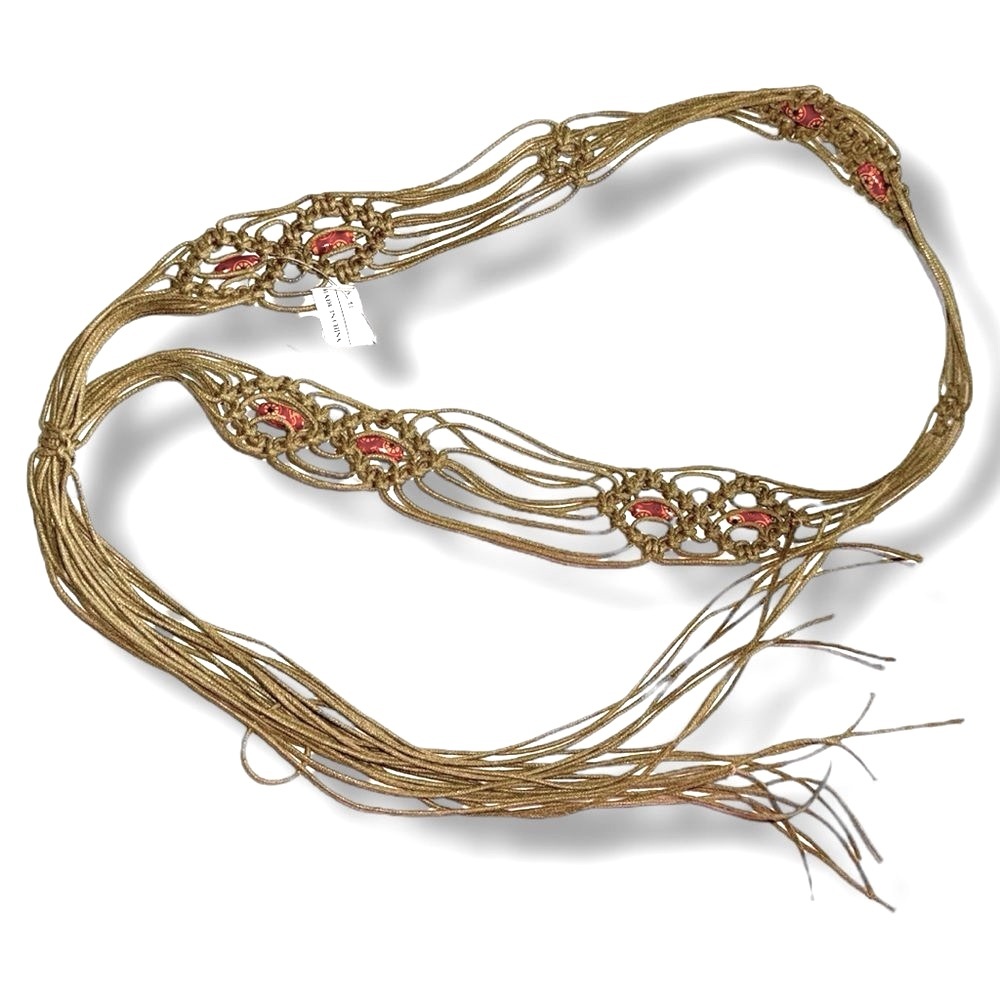 NWT Macrame Belt Beaded Fringe Bohemian Size 11 🍭